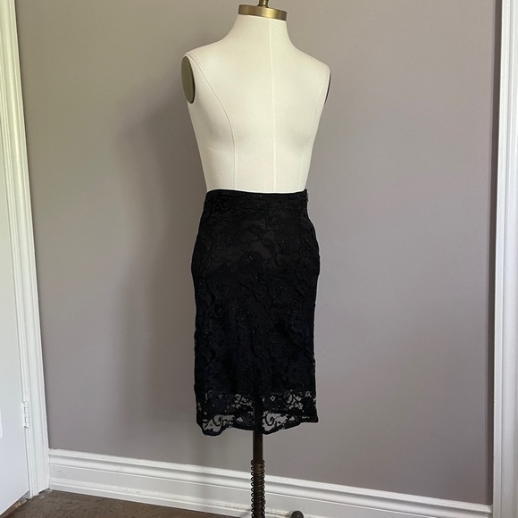 Vintage Sisley Black Lace Lined Midi Pencil Skirt - 4/6, 26-27" 🇮🇹 - Picture 10 of 11